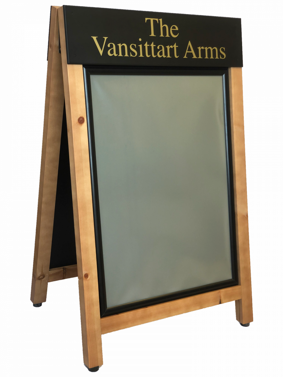 Reverisble insert wooden a-frame pavement sign