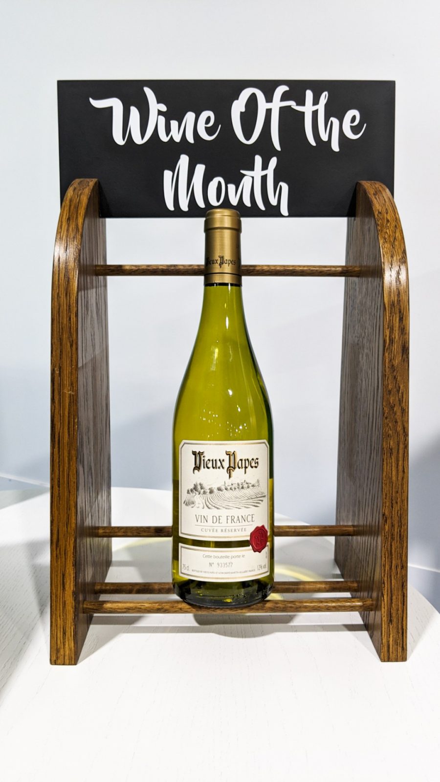 Wooden freestanding wine stand